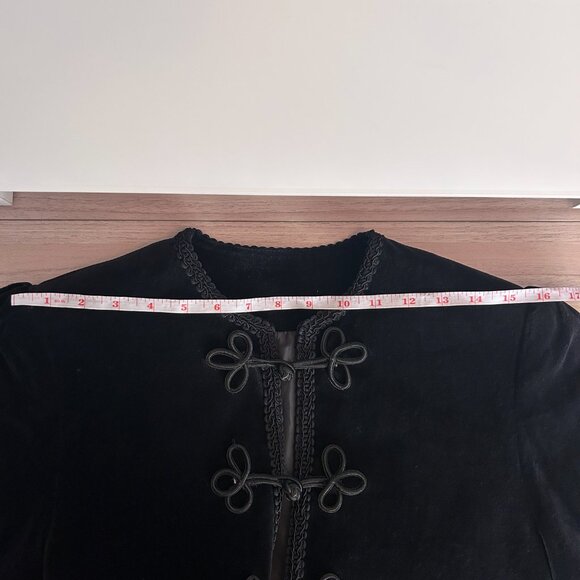Vintage 1980s Japanese Black Velvet Frog Closure Jacket Women's Small - Picture 8 of 11